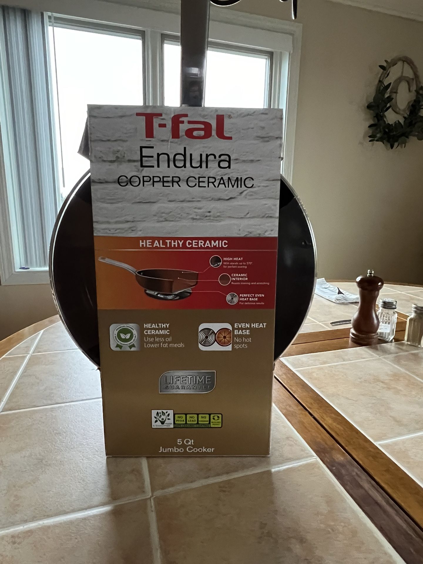T Fal. Copper Ceramic 5 Quart Jumbo Cooker
