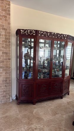 Chinese Carved Rosewood Display Cabinet