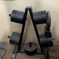 Weights With Rack And Dumbells/Barbell/Kettlebell Handles