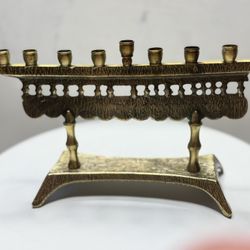 Antique brass Hanukkah lamp