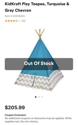 KIDKRAFT DELUXE PLAY TEEPEE - TURQUOISE TENT