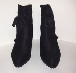Black suede slip proof boots