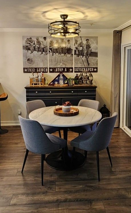 Marble Dining/Kitchen Table & 4 Upholstered Chairs
