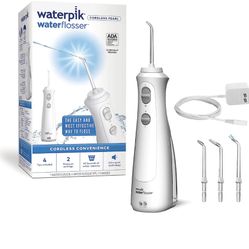 New Waterpik Cordless Pearl Rechargeable Portable Water Flosser for Teeth, Gums, Braces Care and Travel with 4 Flossing Tips