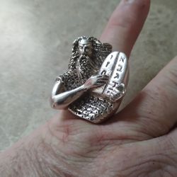 Moses & The 10 Commandments Silver Ring  