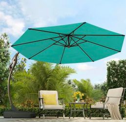 Grand Patio Napoli Sunbrella 12ft Round Canteliver Patio Umbrella with Base