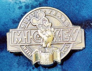 Official Mickey Mouse 60th Birthday Anniversary Belt Buckle 1" 