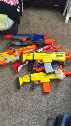 Nerf guns (some are from Fortnite)