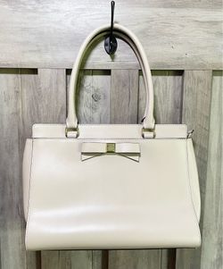 Kate Spade New York Cream Leather Bow Tote Bag