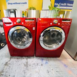 Lavadora Y Secadora Roja De Gas A Pagos Flexibles 