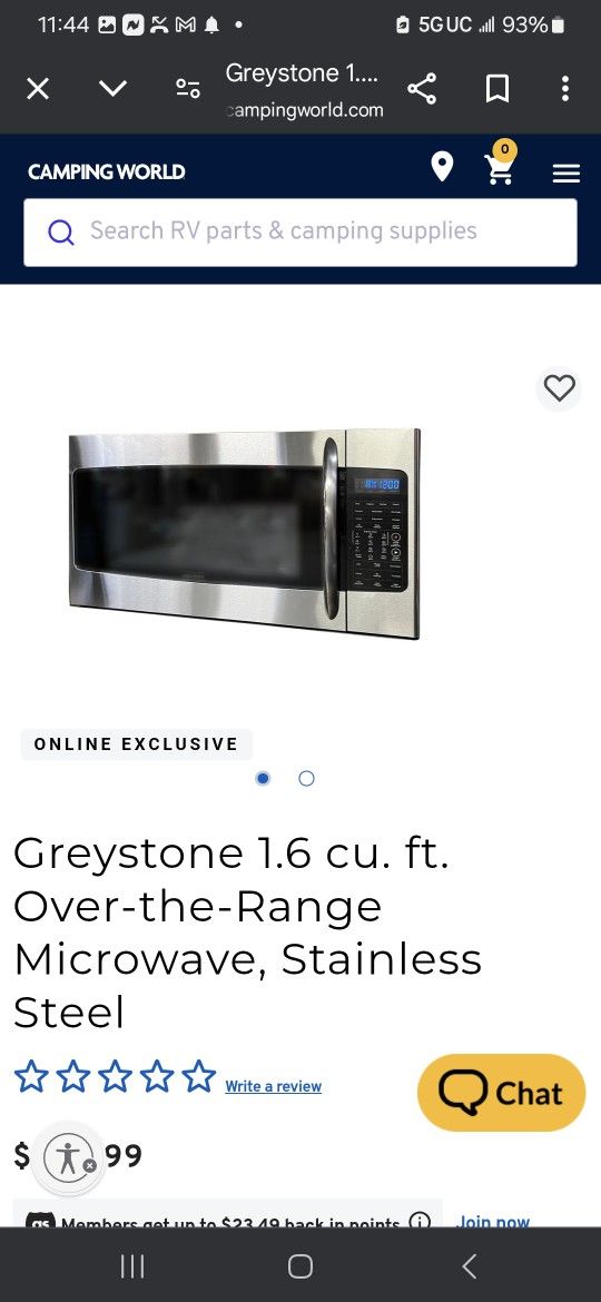 Greystone 1.6 C.f. Microwave Rv/trailer