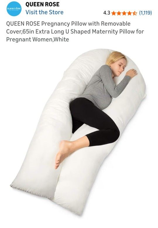 Extra Long Pregnancy Pillow 65in U Shape Used Full body