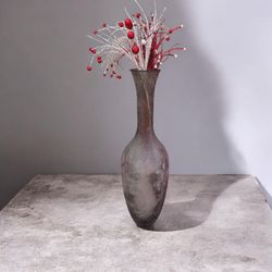 Tall Frosted Glass Floor Vase