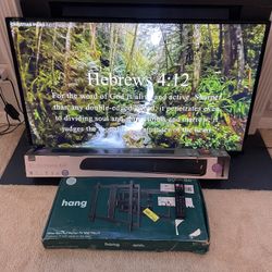 55” PHILIPS 4K UHD LED TV + ROKU + BRAND NEW SOUNDBAR + NEW/OPEN BOX FULL MOTION WALL MOUNT 