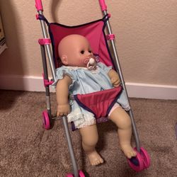Baby Doll Stroller Playset with  Doll