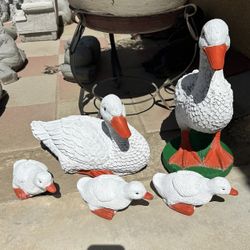 New Set Of Five Ducks Made Out Of Cement Perfect Gift 🎁 