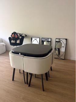 Modern Space-Saving Dining Table Set with 4 Chairs – 90% Like New