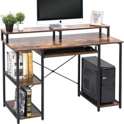  Computer Desk With Shelves And Keyboard Tray