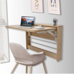 Wall Mounted Folding Table, Floating Wall Desk Fold Down for Small Spaces, VHS for size