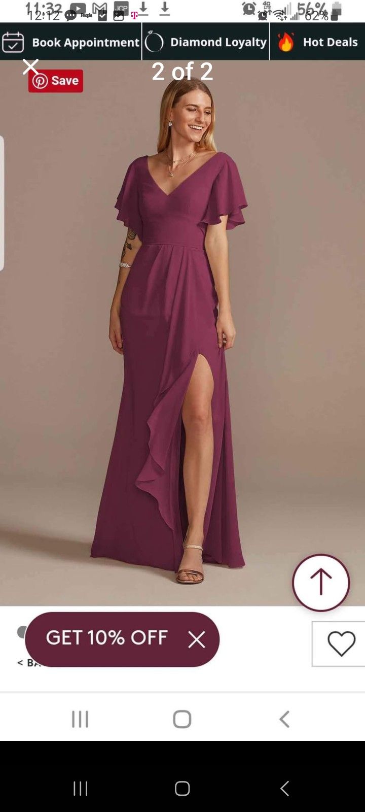 David's Bridal Wine Colored Brides Maid Dress