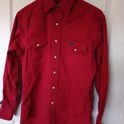 Vintage 90s Wrangler Workwear Pearl Snap Shirt Size Medium 