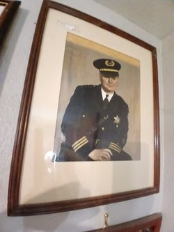 Framed Chief Of Police Water Color 