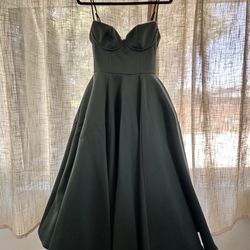 House of CB Mademoiselle Bustier Stretch Satin Midi Dress SZ S - $125