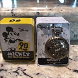 Disney Mickey Mouse 90th Anniversary Commemorative Pocket Watch-Brand New