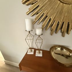 Beautiful Marble And Gold Candle Holders
