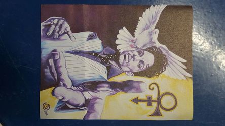 11x14 print of one of my original Prince pieces $60 will be signed framed a retouched with arylic by artist