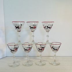 Vintage Harness Horse Racing Cocktail Glasses