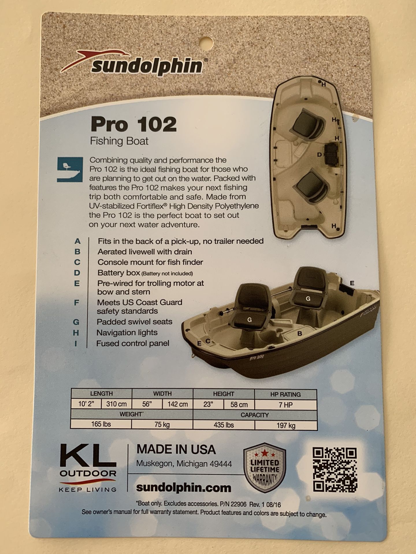 Sundolphin Pro 10.2 Purchased in 2017 new for $2763. Comes with trolling motor and Marine battery, 2 life vests, oar, all required emergency equipme