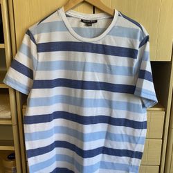 Men’s Michael Kors Striped T-Shirt Size XL White/Light Blue/Navy Blue