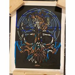 Pinstripe Skull Screen Printed Poster