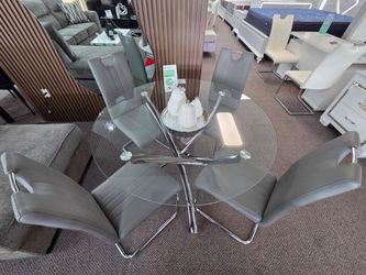 🍀🍀 Dining Room Set 5-Pcs Grey/White/Black
