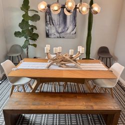 West Elm Reclaimed Solid Wood Dining Bench Rustic Farmhouse