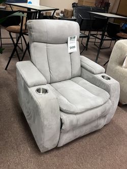 Addison Cosmo fabric theater power recliner with USB in gray