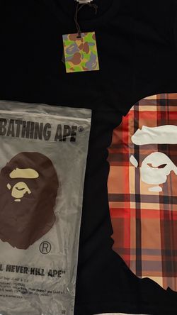 BAPE A Bathing Ape Plaid Graphic T-Shirt Small MENS