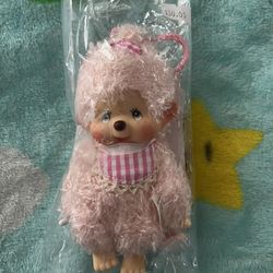 Pink Fluffy Girl Monchhichi Keychain 