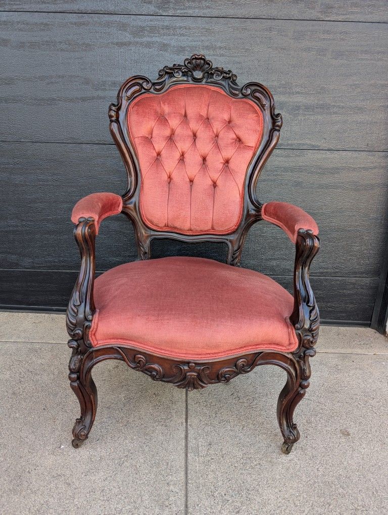 Beautiful Antique Victorian Parlor Chair Carved Wood