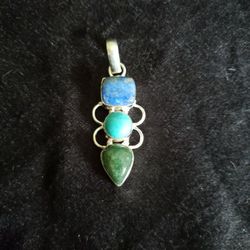 Sterling Silver And Stone Neck Charm 