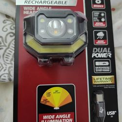 Husky 850 Lumens Dual-Power LED Rechargeable Headlamp
