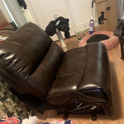 Middle Brown Leather Couch Connection Recliner 