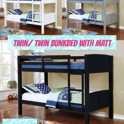 Twin Twin Bunkbed W/ Orthopedic Bamboo MATT $549