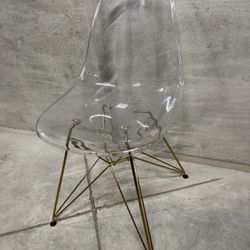 Acrylic Chair With Gold Legs, Clear 