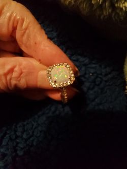 Genuine FIRE OPAL Ring  / Set In Sterling Silver  / Never Worn