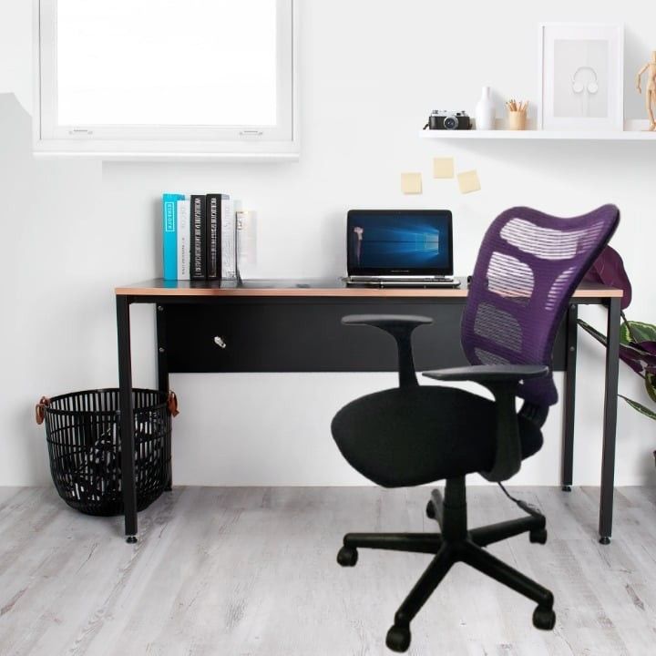Purple Mesh Ergonomic High Back Swivel Office Chair with Black Frame