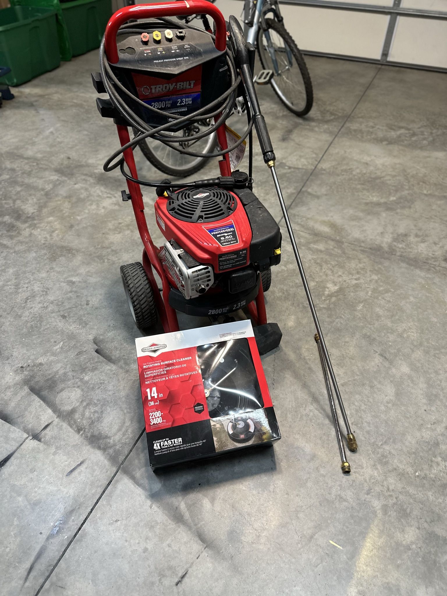 Pressure Washer & 2 different Length Wands ,hose and Rotating Tool