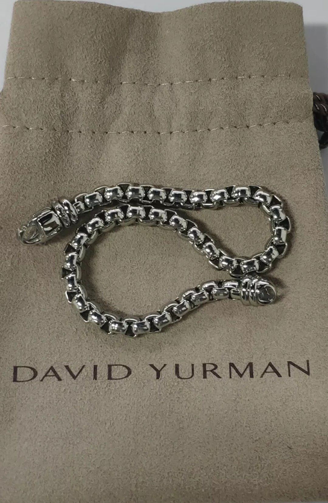 David Yurman Sterling Silver 5mm Box Chain Lobster Lock Bracelet