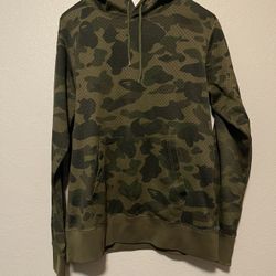 BAPE A Bathing Ape, Mens Green Camo Longsleeve Hoodie Front Pocket Jacket, SizeL